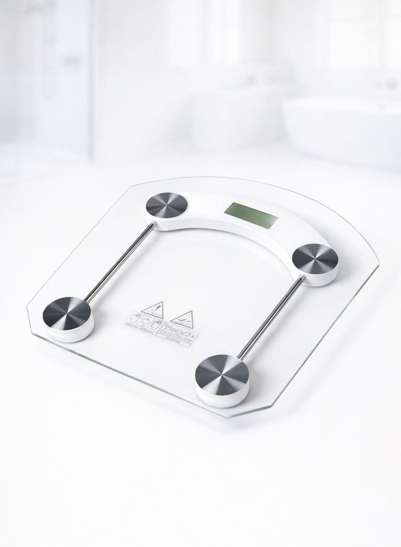 دي بلو شكل دائري ذكي من الزجاج المقوى الشفاف للحمام الرقمي قياسات وزن الجسم عالية الدقة ميزان سعة 180 كجم - Image 1